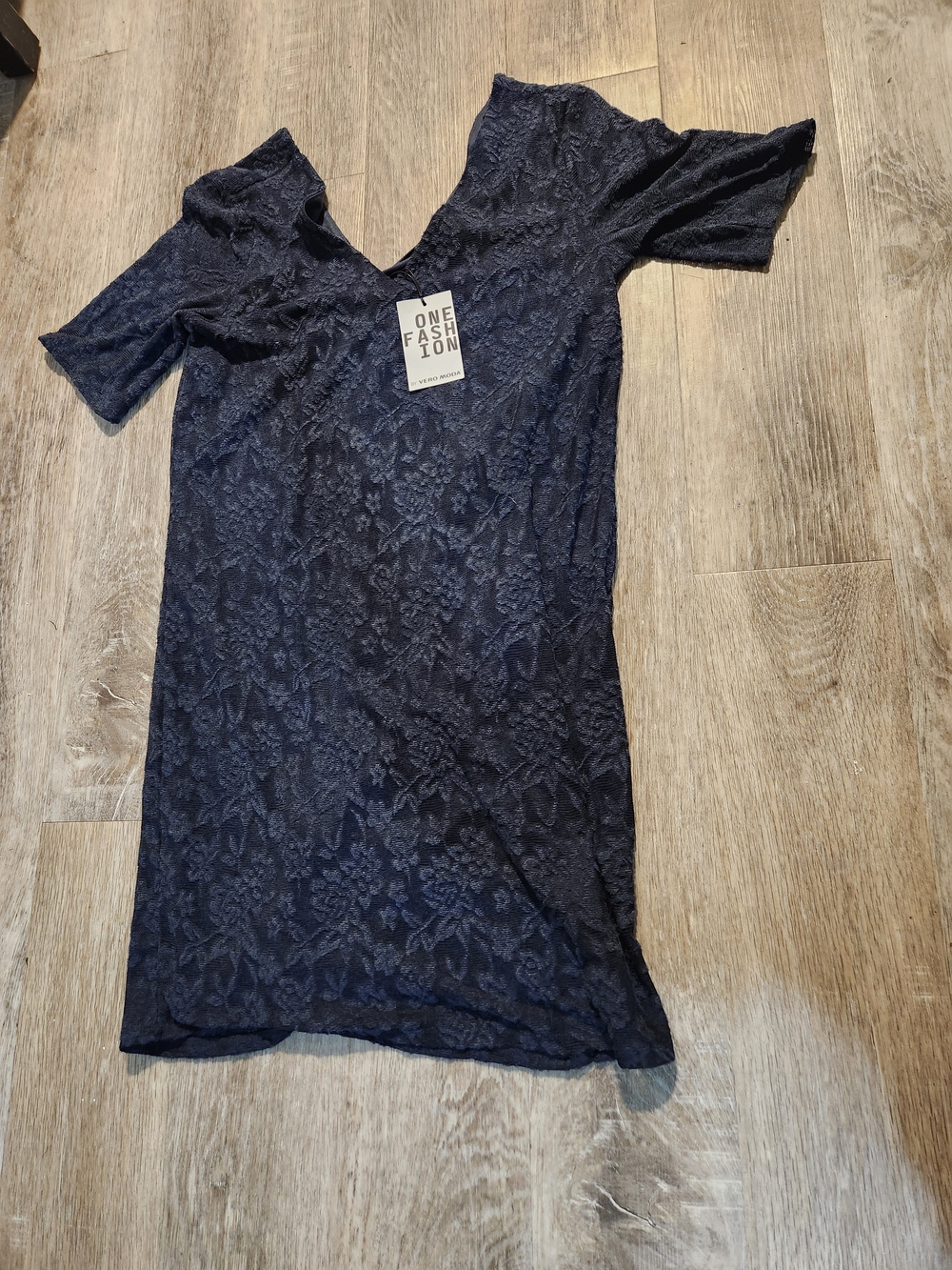 Vero Moda Dark Navy Lace Short Sleeve Tunic